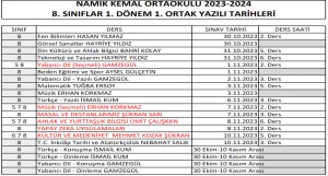 1.Dönem 1.Yazılı Sınav Tarihleri